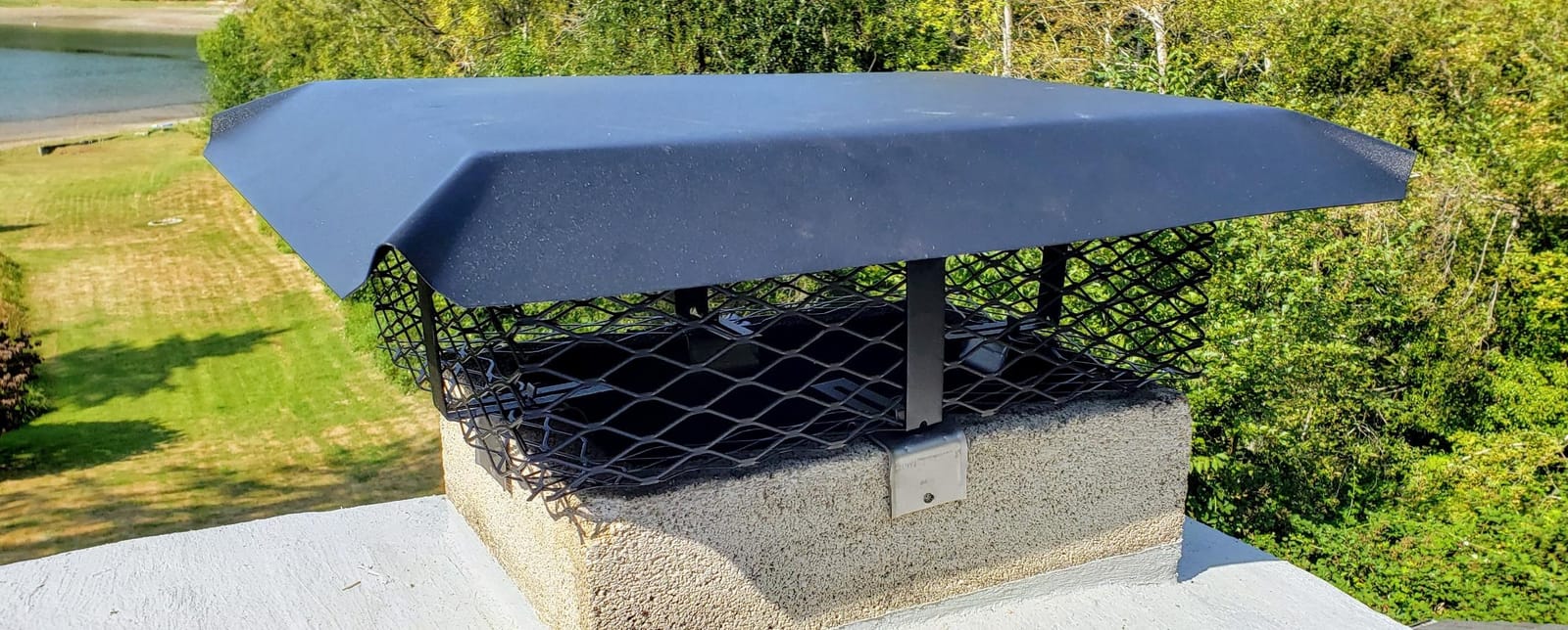 HY-C SCADJ-L Shelter Adjustable Clamp On Single Chimney Cover, Fits Outside Various Sizes of Existing Clay Flue Tile, Large, Black Galvanized Steel customer photo 2