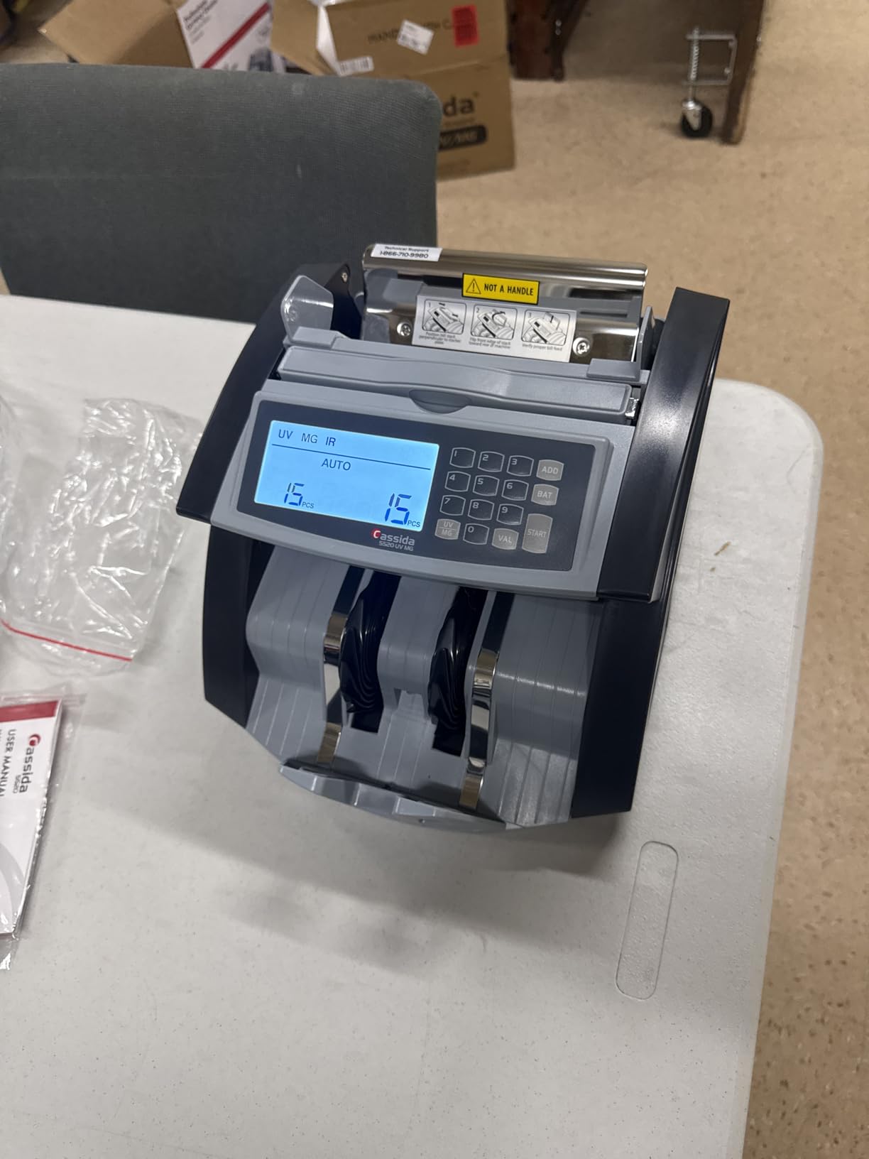 Cassida 6600 UV/MG USA Business Grade Money Counter with UV/MG/IR Counterfeit Detection Top Loading Bill Counting Machine w/ValuCount, Add and Batch Modes Fast Counting Speed 1,400 Notes/Min customer photo 1