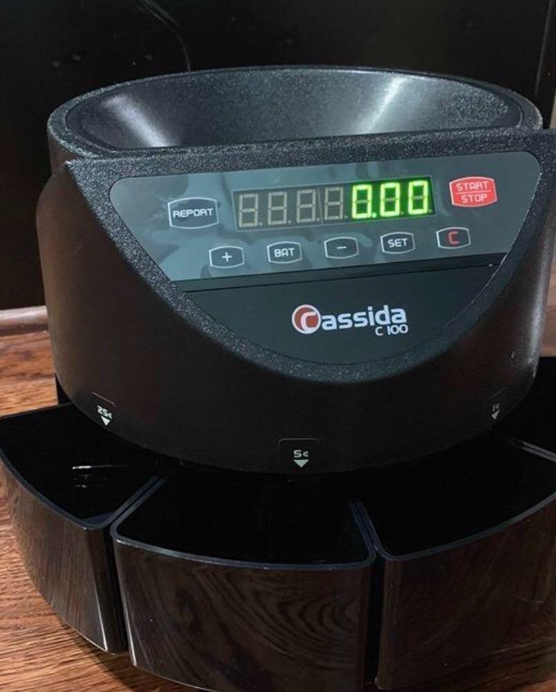 Cassida C100 Electronic Coin Sorter/Counter, Countable coins 1c, 5c, 10c, 25c, 250 coins/min, 110 VAC customer photo 1