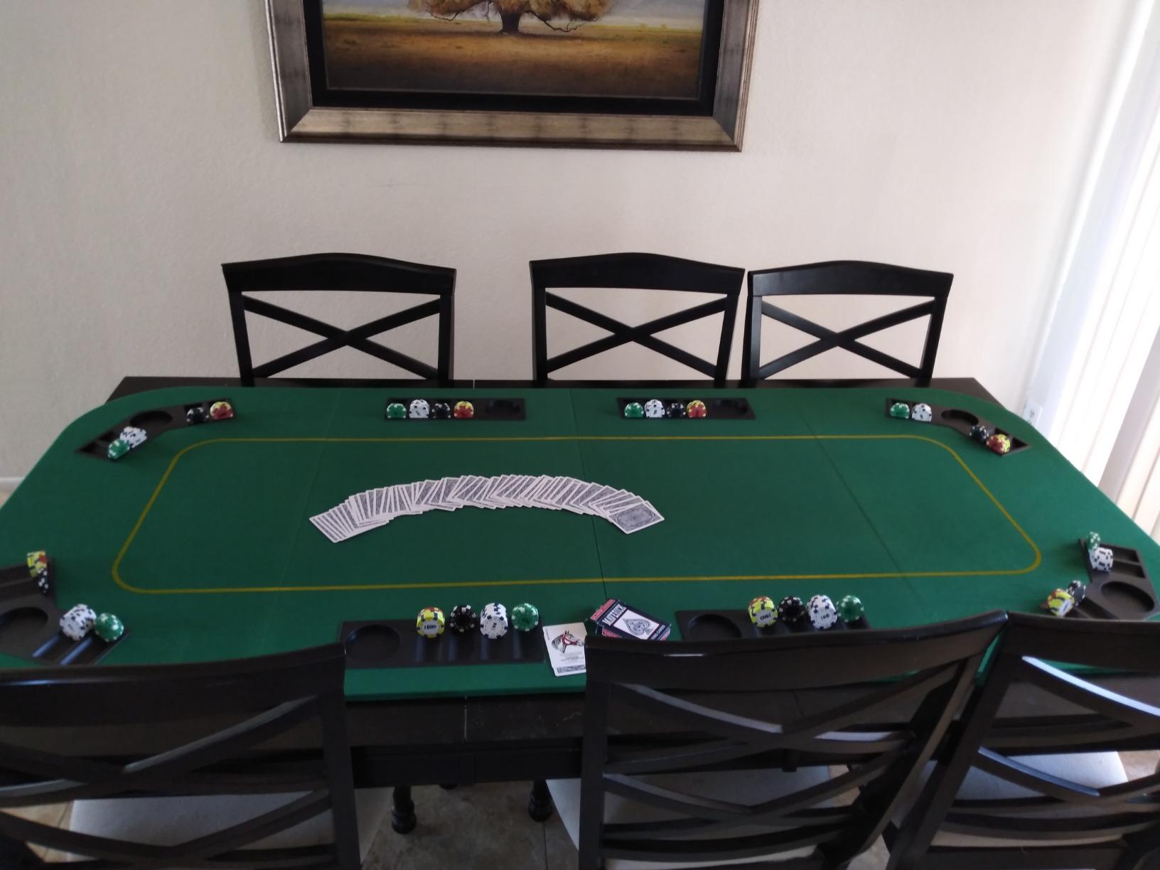 Trademark Poker Poker Table Top - 80-inch Foldable Card Mat for up to 8 Players - Blackjack Table with Cupholders and Chip Trays (Green) customer photo 2