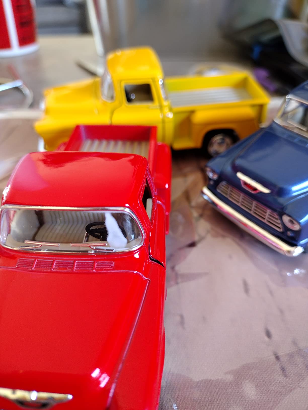 KiNSMART 1955 Chevrolet Stepside Pickup Truck 5 Inch 1:32 Scale Die Cast Metal Little Truck (4Set) customer photo 2