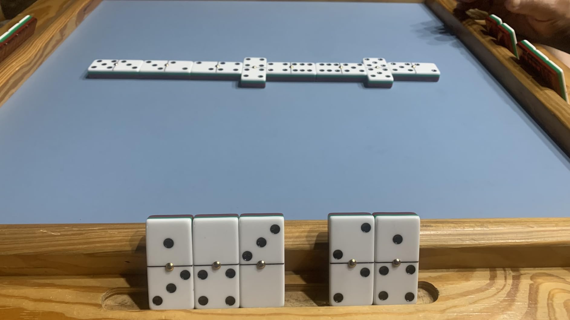 Marion Domino Double Six Two Tone Red & White Jumbo Tournament Professional Size with Spinners in Dovetail Sheesham Wood Box customer photo 1