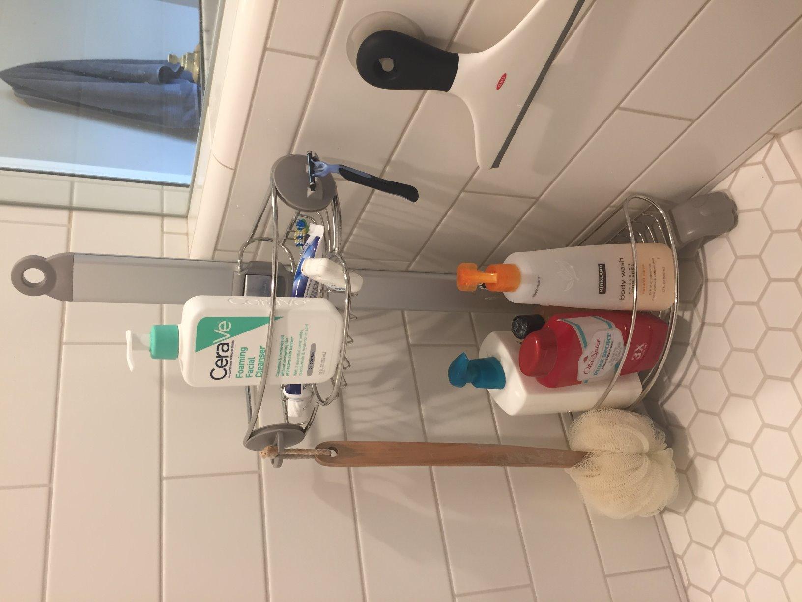 simplehuman Corner Shower Caddy, Stainless Steel and Anodized Aluminum customer photo 1