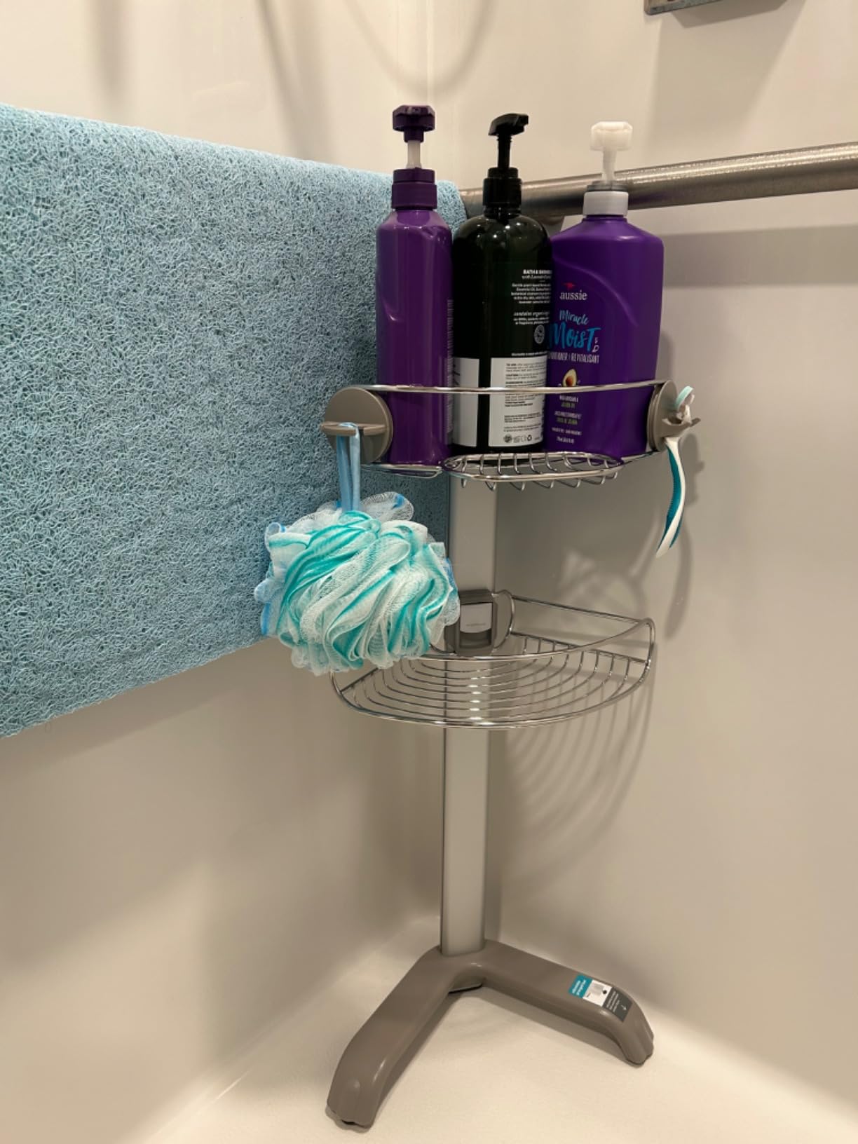 simplehuman Corner Shower Caddy, Stainless Steel and Anodized Aluminum customer photo 2