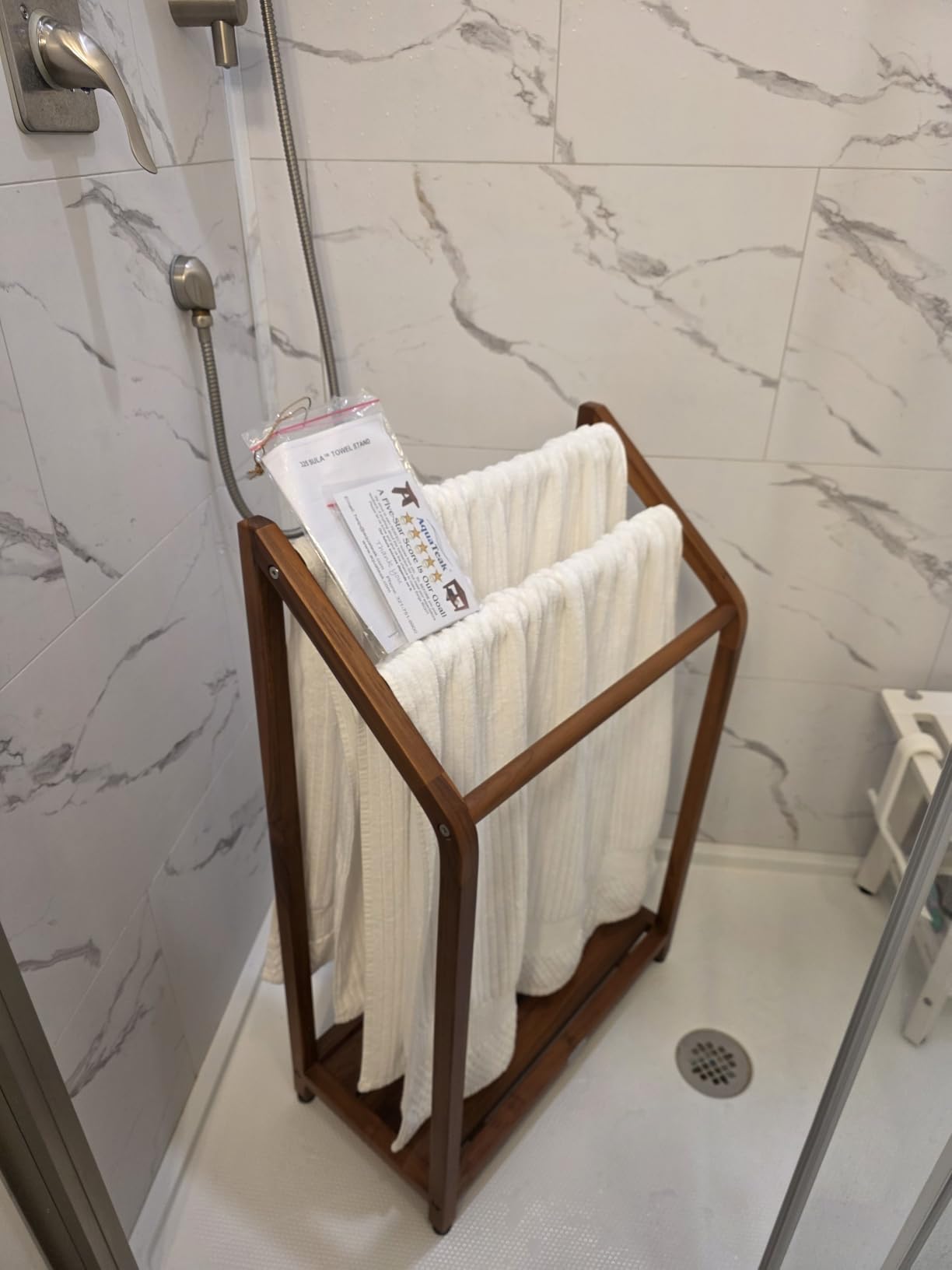The Original Sula Versatile Teak Towel Rack | Durable Water-Resistant Teak, Free Standing Design, Drying Rack customer photo 1