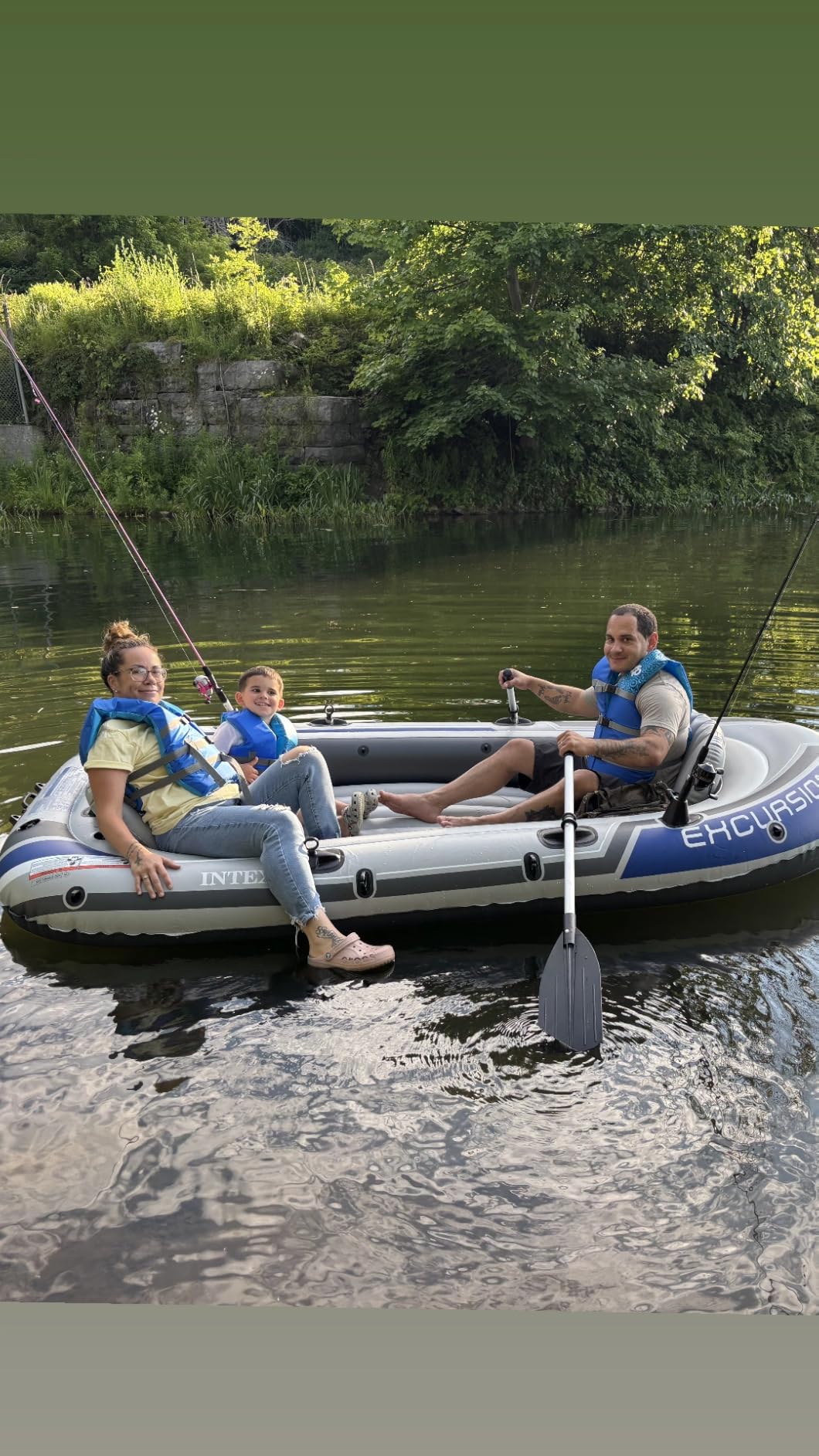 Intex 68324EP Excursion 4 Inflatable Boat Set: Includes Deluxe 54in Boat Oars and High-Output Pump - Adjustable Seats with Backrest - Fishing Rod Holders - 4-Person customer photo 1