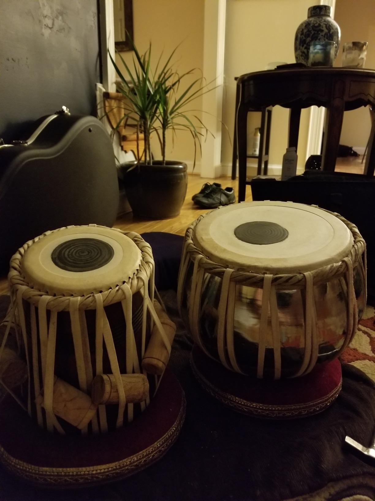 Student Tabla Set, Steel Bayan, Finest Sheesham Dayan, Carry Bag, Hammer, Cushions (PDI-IB) customer photo 1