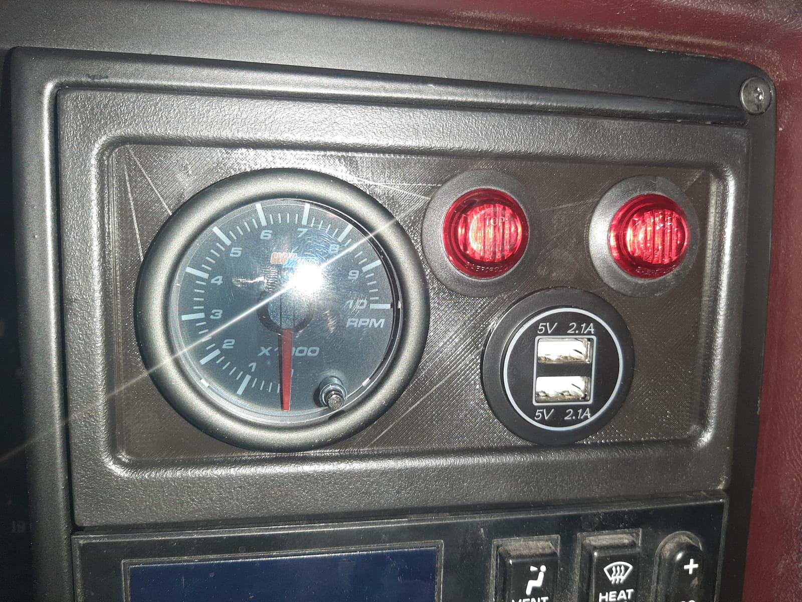 GlowShift Tinted 7 Color 10,000 RPM Tachometer Tach Gauge, 2-1/16