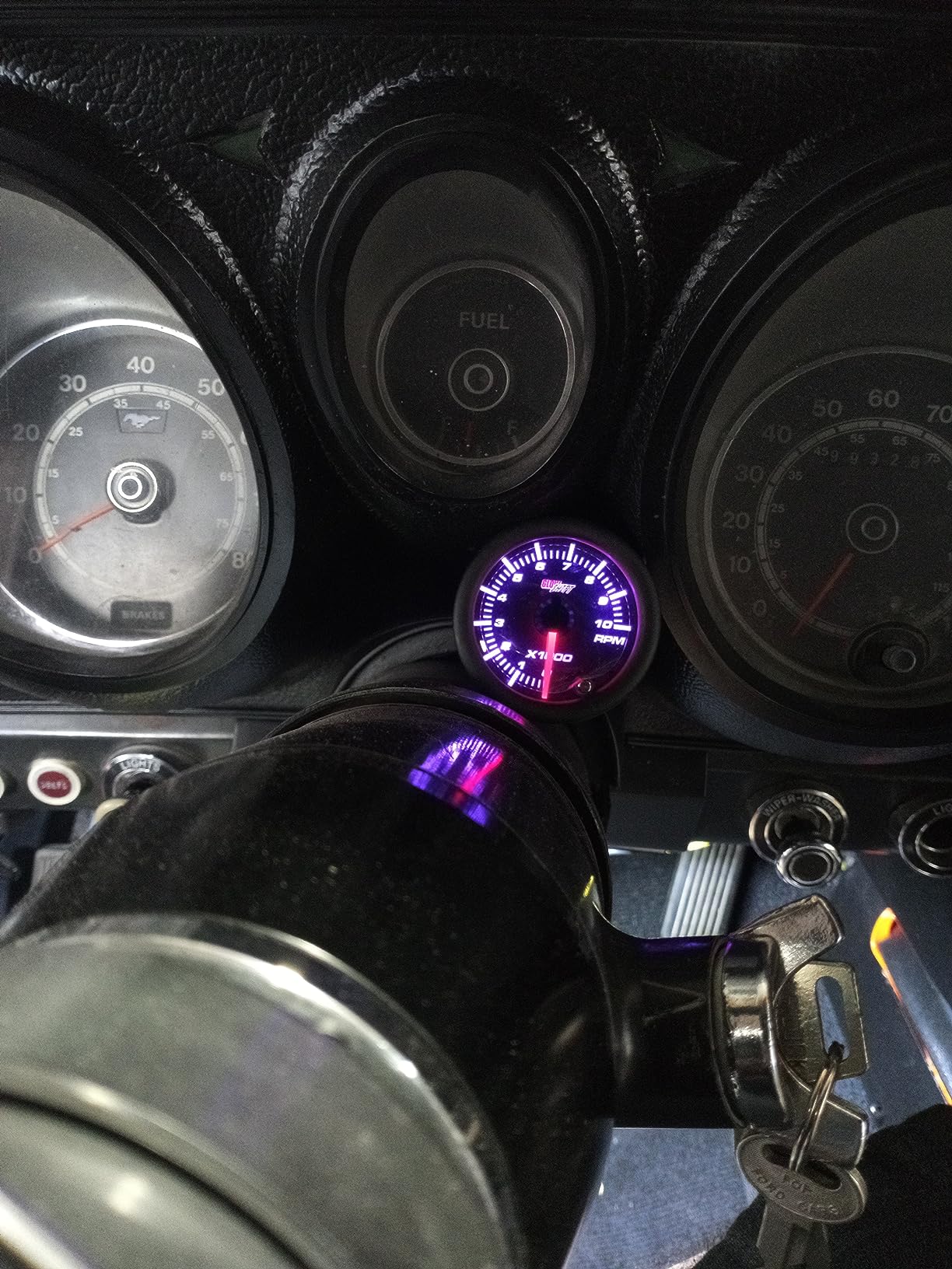 GlowShift Tinted 7 Color 10,000 RPM Tachometer Tach Gauge, 2-1/16