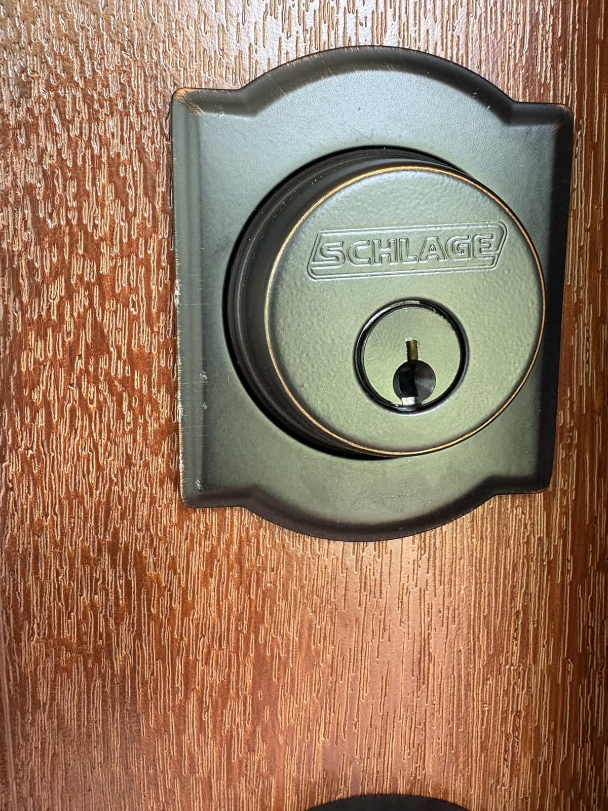 Schlage F60 V CAM 619 ACC Camelot Front Entry Handleset with Accent Lever, Deadbolt Keyed 1 Side, Satin Nickel customer photo 2