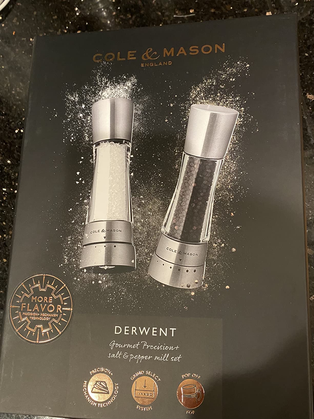 Cole & Mason Derwent Grinder Set - Precision Mechanisms and Sea Salt and Peppercorns - Derwent Salt and Pepper, Stainless Steel customer photo 2