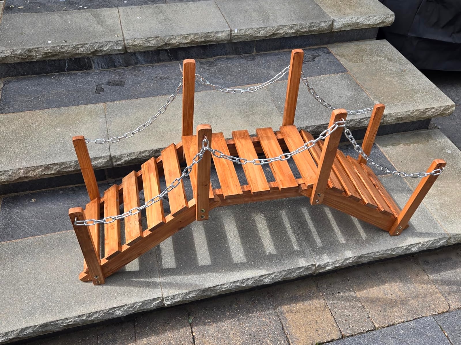 Shine Company 4963N Decorative Cedar Wood Garden Bridge with Side Rails, Natural customer photo 1