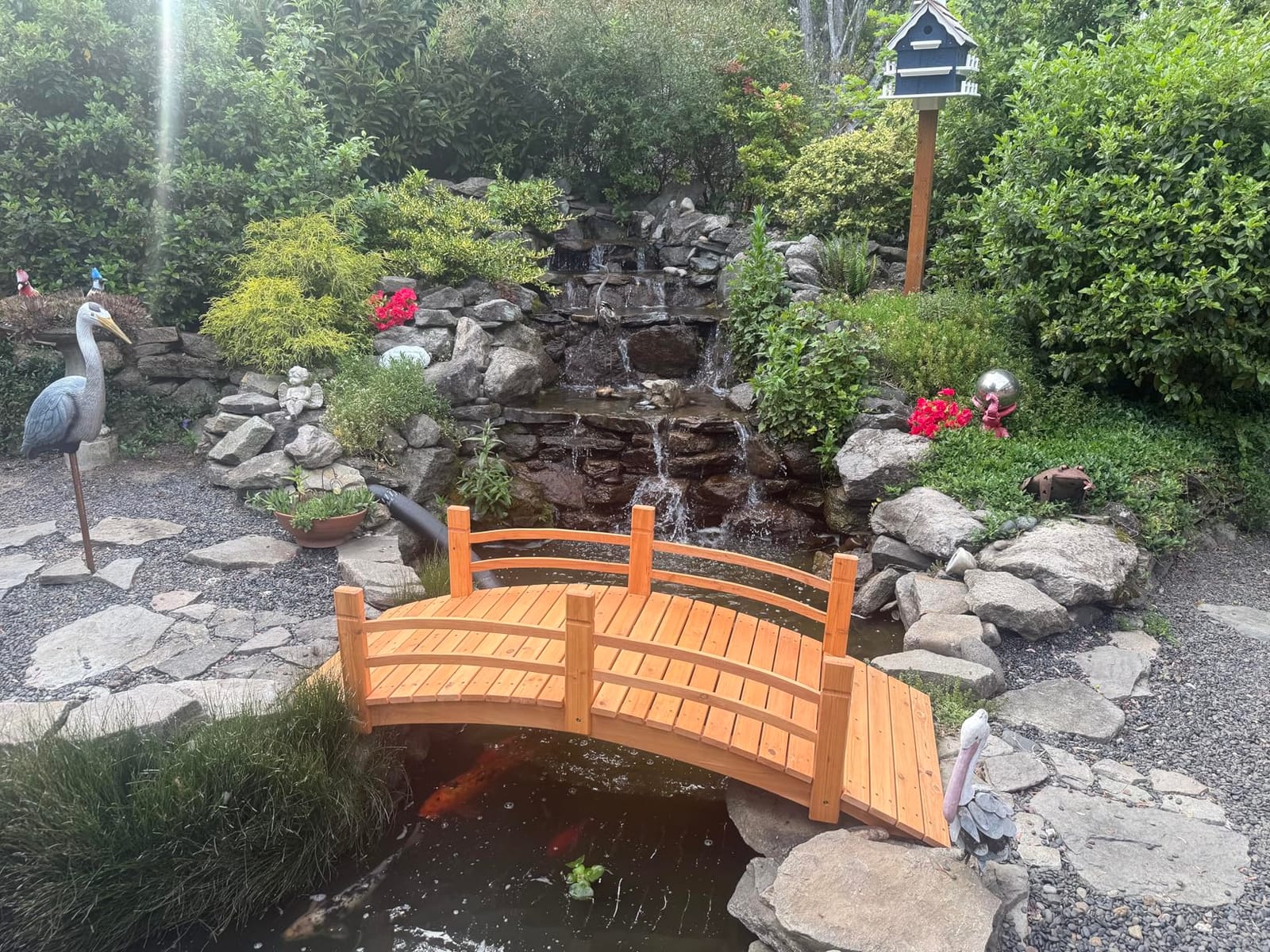 Shine Company 4980N 4 Ft. Cedar Wood Garden Bridge with Side Rails, Natural customer photo 1