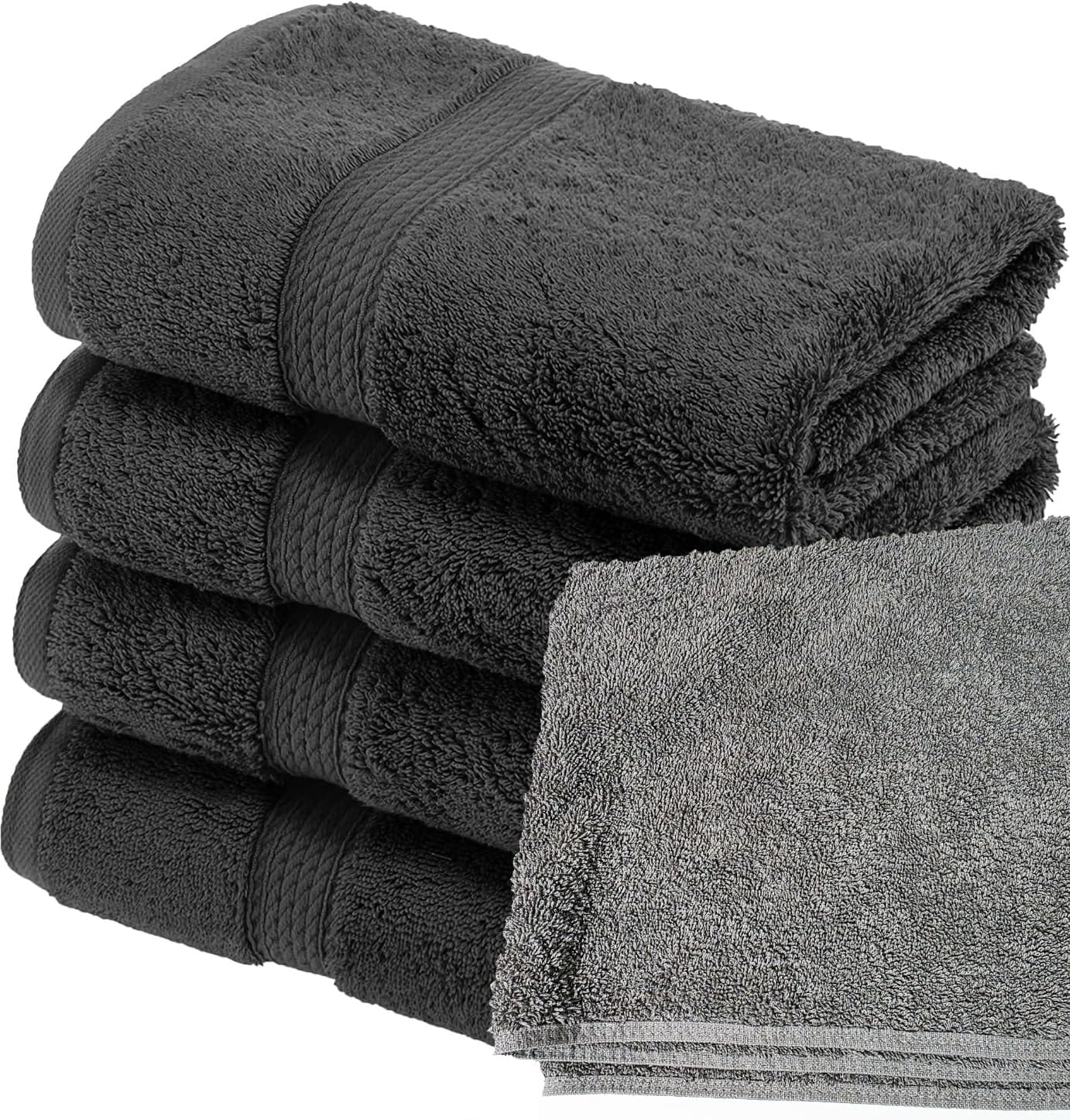 SUPERIOR Egyptian Cotton Plush & Absorbent, Hand Towel Set of 4, Charcoal | Quick Dry, Soft Luxury Towel Set, Bath Essentials for Bathroom, Guest Bath, Spa, 4 Piece Set, Madeline Towels customer photo 2
