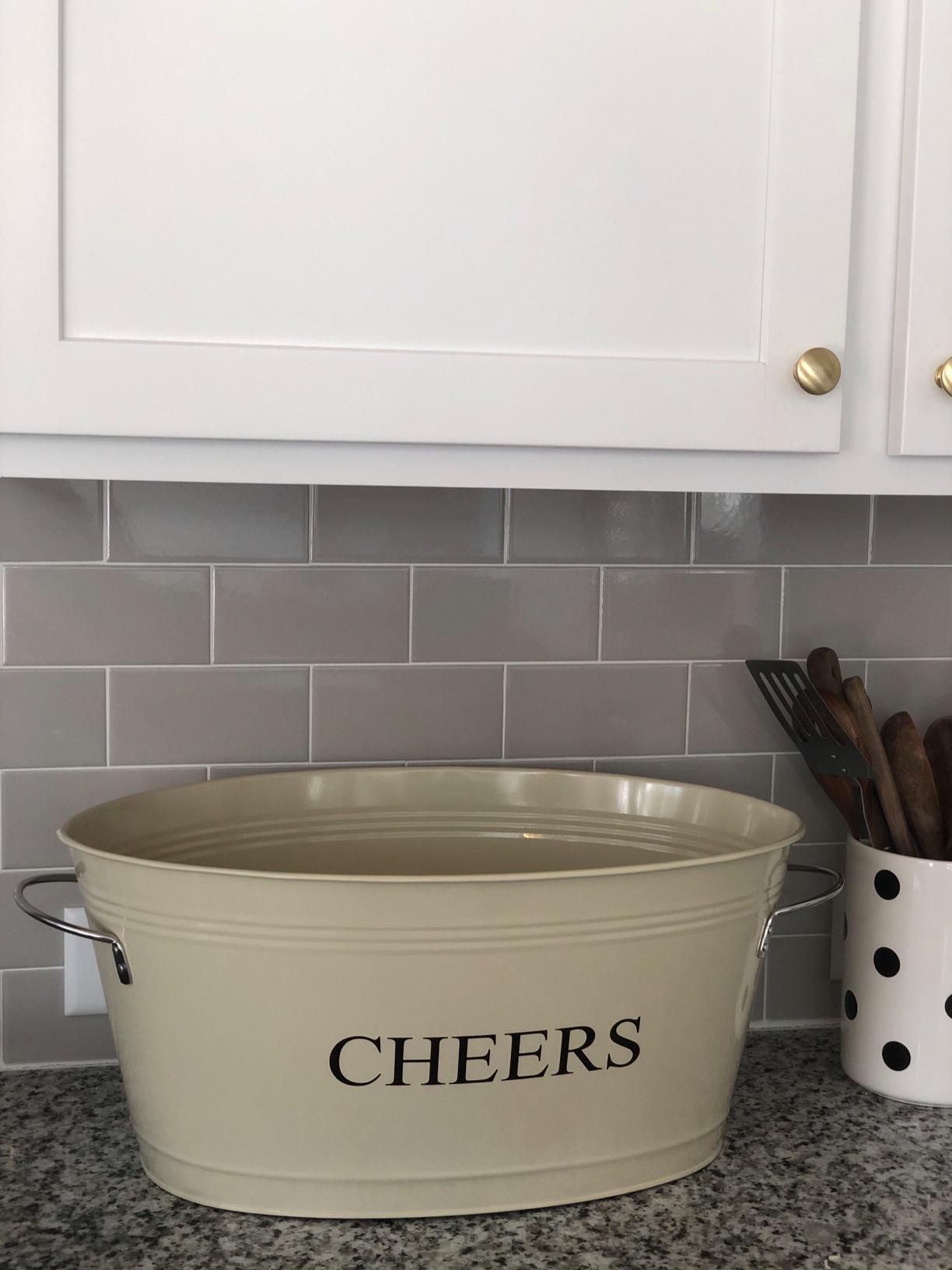 Twine Cheers Beverage Tub, Galvanized Tubs for Entertaining, Drink Buckets for Parties, Large Ice Tub and Gift Basket, Beer Buckets, Cream, 6.3 Gallons Set of 1 customer photo 2