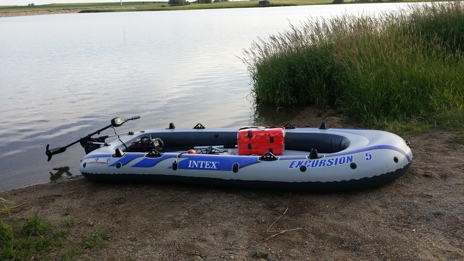 INTEX Excursion 5-Person Inflatable Fishing Boat River Raft Set with Oars | 68325EP - Portable Boat with Extra Wide Cockpit and High-Output Hand Pump, 12ft x 5ft 6in customer photo 2