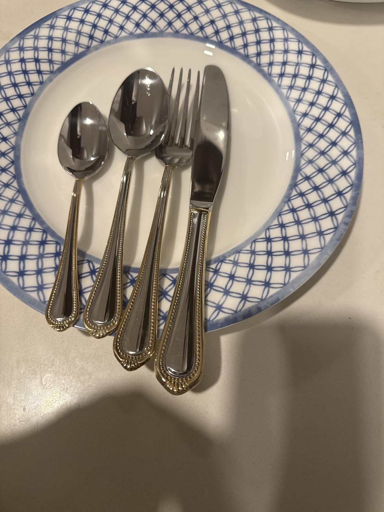 Mikasa, Gold Accent Regent Bead Flatware Service for 12, 65 Piece Set, 18/10 Stainless Steel, Silverware Set with Serving Utensils customer photo 2