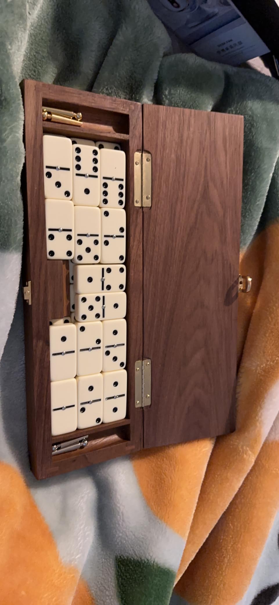Alex Cramer Le Club Luxury Domino Set with Handcrafted Walnut Case and Cribbage/Counter Top - Tournament Quality 28 Indestructible Double 6 Domino Set with Brass Plate customer photo 2
