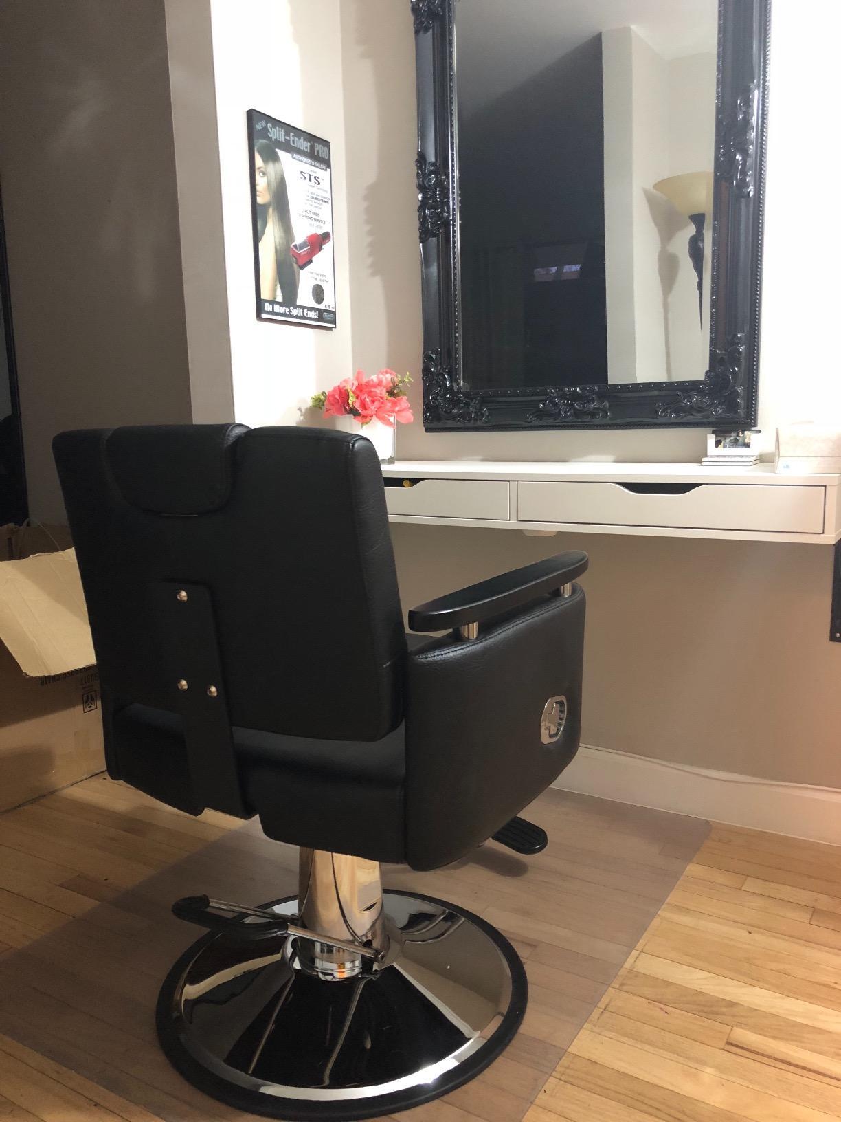 Buy-Rite Carlton Reclining Salon Chair All-Purpose Hydraulic Black | Black Vinyl, Wood Armrests, 143 Degree Recline, Adjustable Headrest, 550 Lb Hydraulic Lift, For Styling Shampoo Waxing Threading customer photo 1