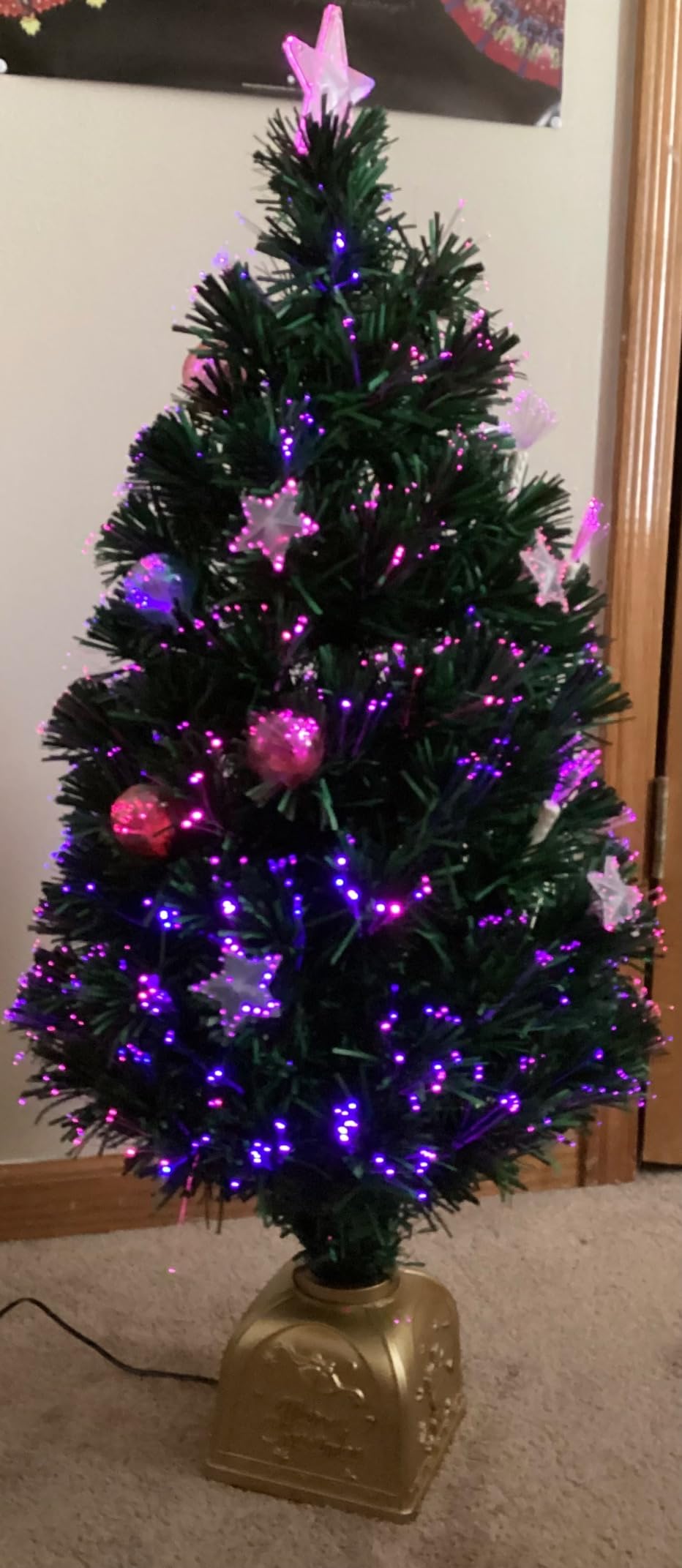 Holiday Peak 3' Musical Spinning Fiber Optic Tree, Northwoods Greenery customer photo 2