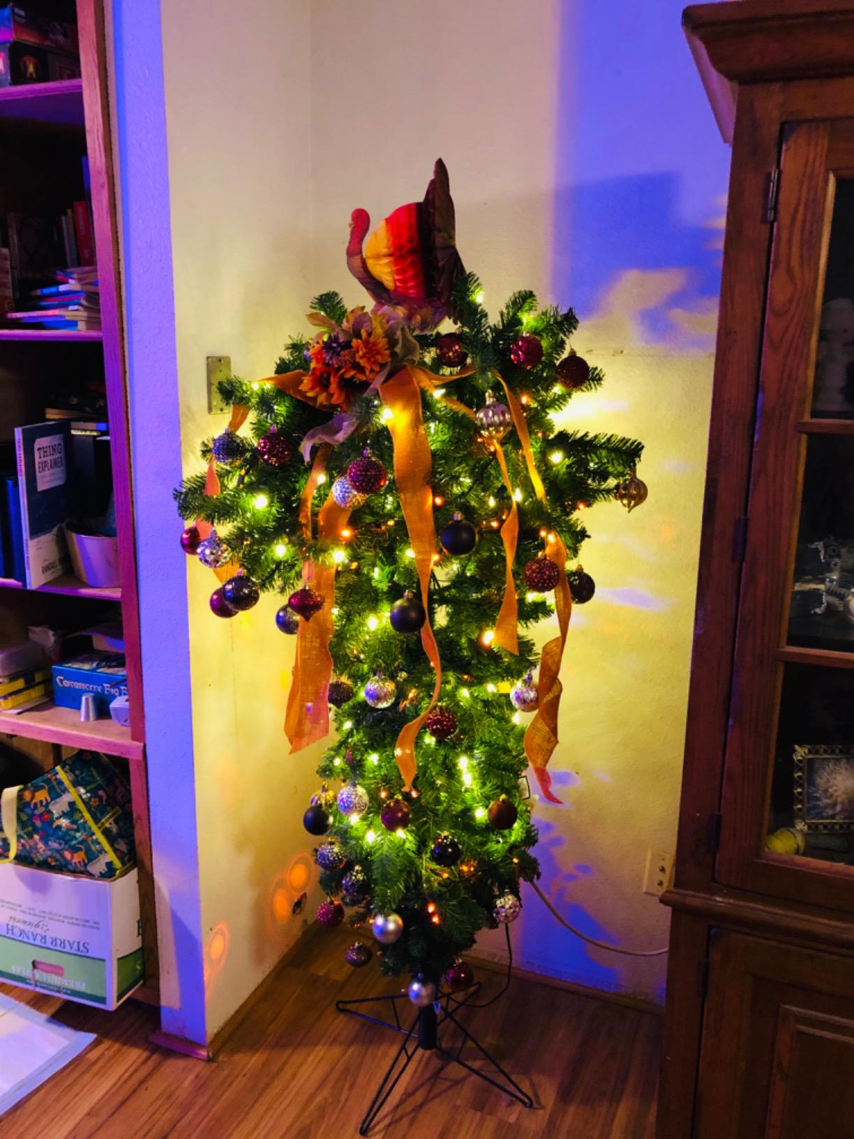 Vickerman 5.5' White Upside Down Artificial Christmas Tree, Warm White Dura-lit LED Lights - Faux Upside Down Christmas Tree - Seasonal Indoor Home Decor customer photo 1