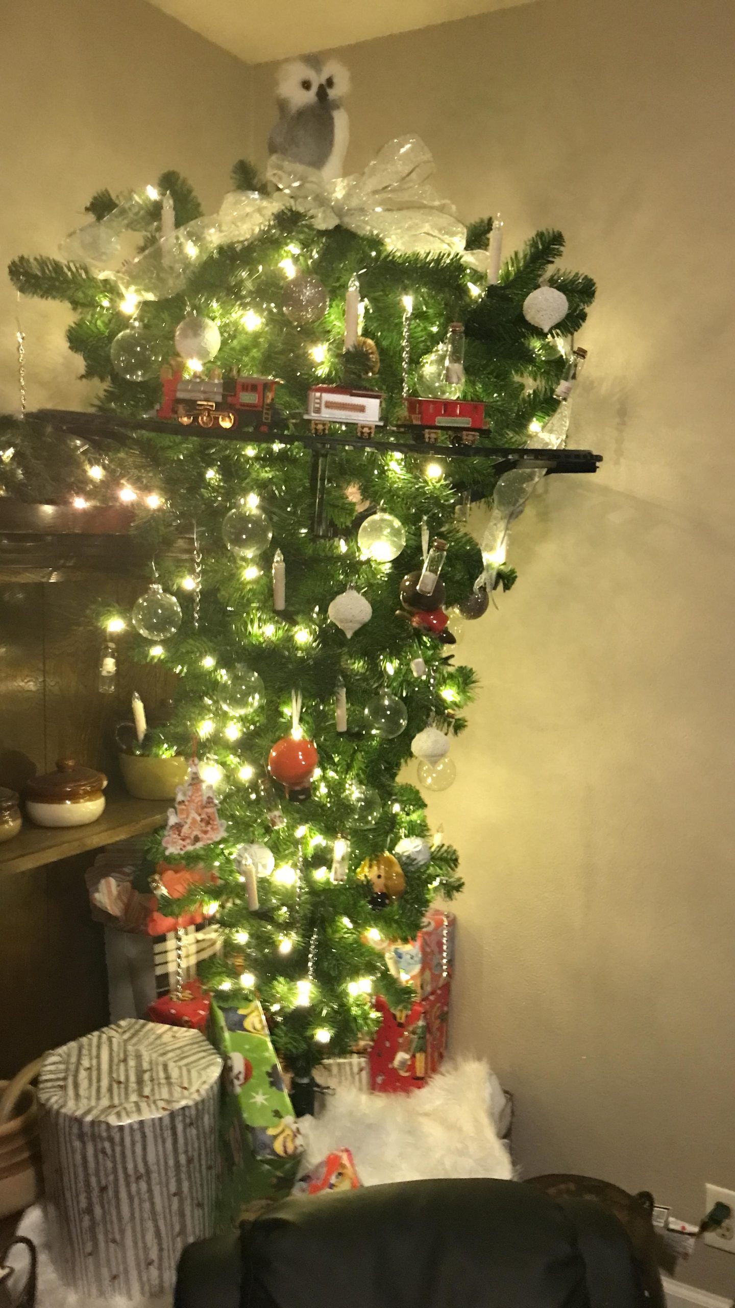 Vickerman 5.5' White Upside Down Artificial Christmas Tree, Warm White Dura-lit LED Lights - Faux Upside Down Christmas Tree - Seasonal Indoor Home Decor customer photo 2
