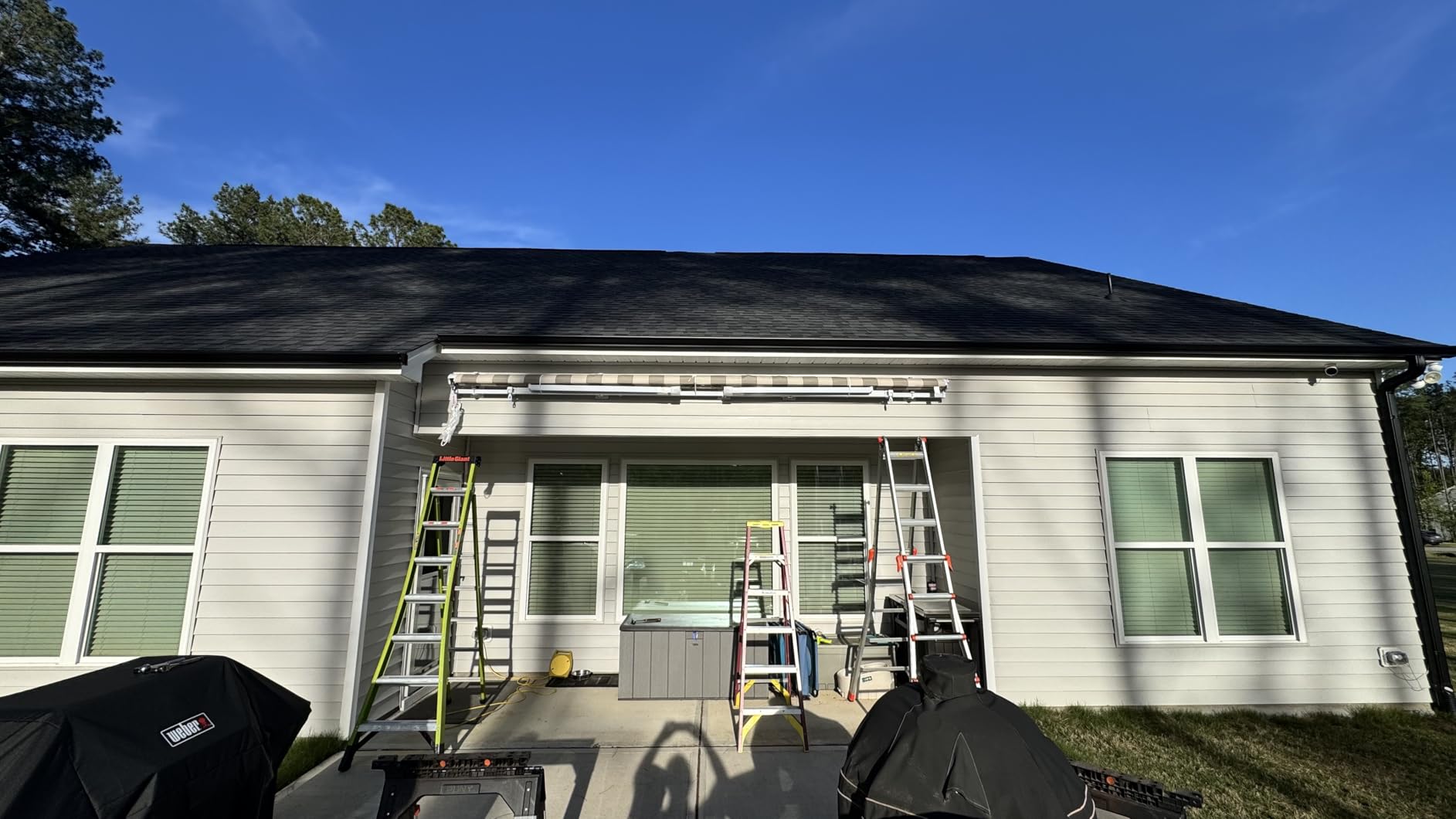 14'x10' Motorized Patio Retractable Awning | Luxury Series | Premium Quality, 100% Solution-Dyed European Acrylic UV Sun Shade, Color: Sunny Yellow Stripes, EA1410-A423H2 customer photo 1