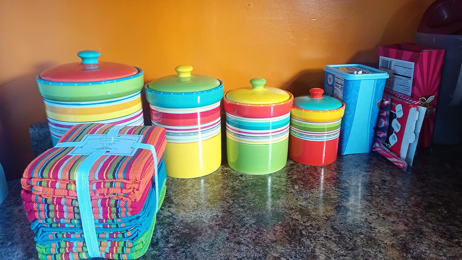 Mariachi 4-Piece Ceramic Kitchen Canister Set - Airtight Colorful Striped Storage Jars with Lids, 24 to 128 oz for Flour, Sugar, Coffee, Snacks & Pantry Organization, Fiesta-Inspired Décor customer photo 2