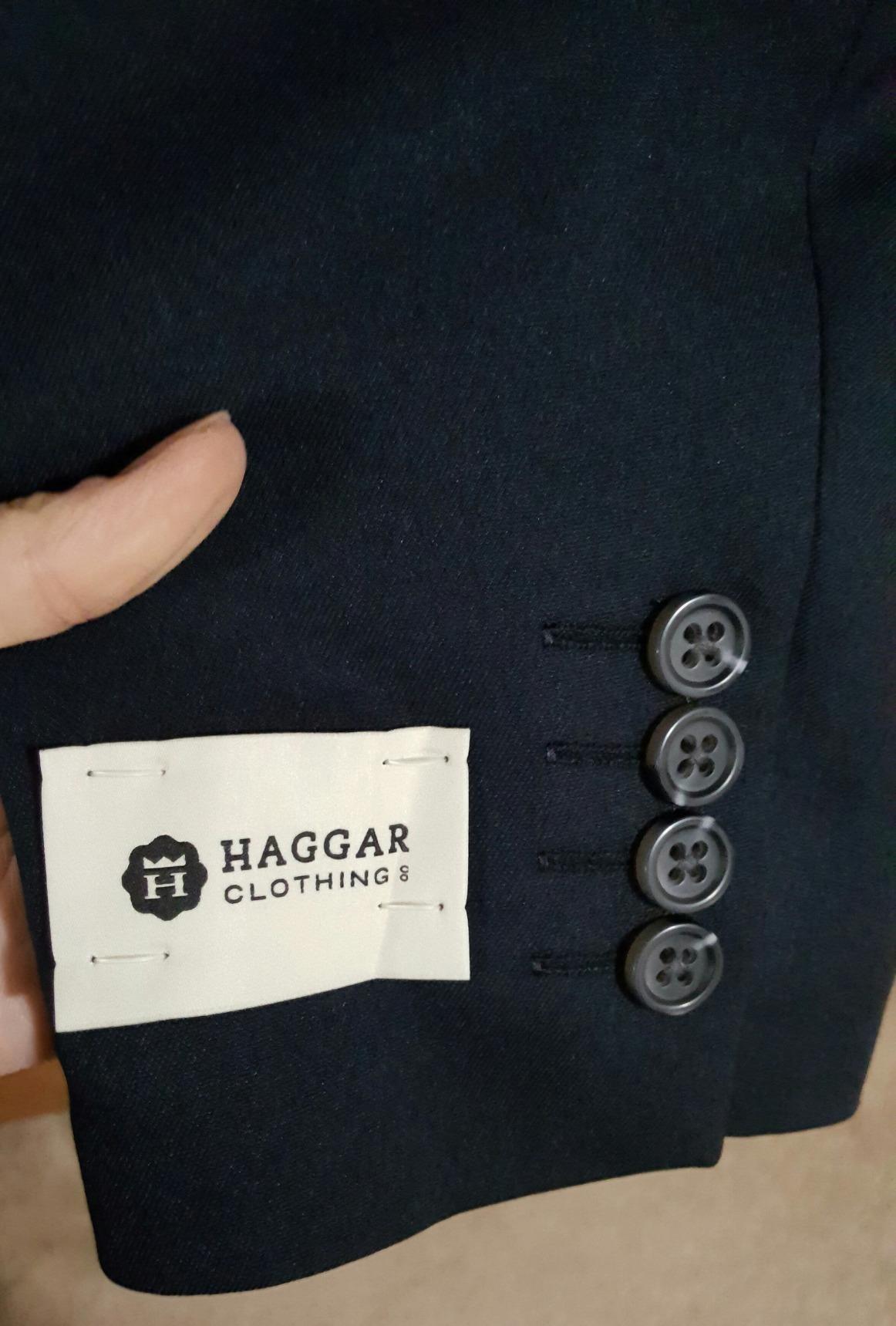 Haggar Men's Travel Stretch Tailored Fit 2-Button Side Vent Solid Blazer customer photo 2