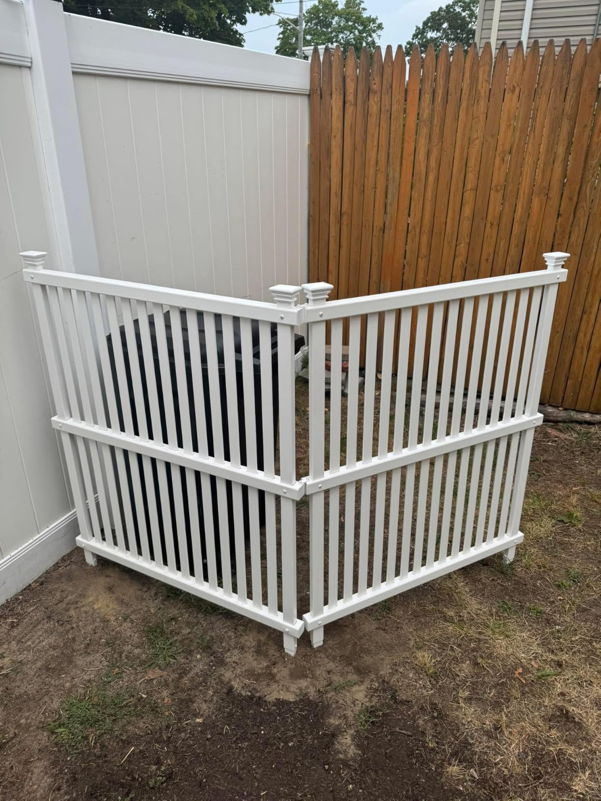 Enclo Wilmington Privacy Screen 2pk, White Vinyl DIY No Dig Kit | 45.5inH x 36.5inW, 2 Panels, ZP19008 customer photo 2