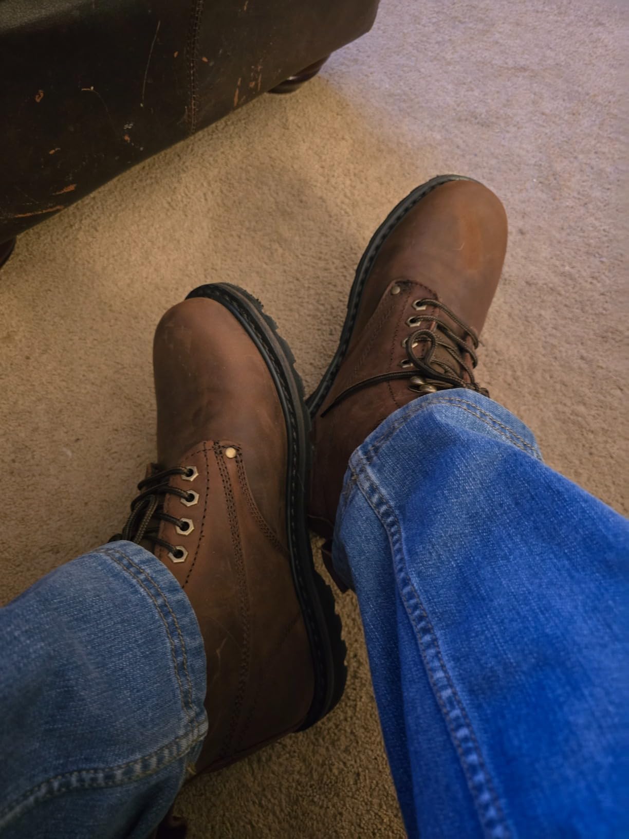 Work Boots for Men Soft Toe - 6inch Leather Boots for Construction Rubber Sole Working botas de trabajo para hombre, 'Tank' Workboots customer photo 1