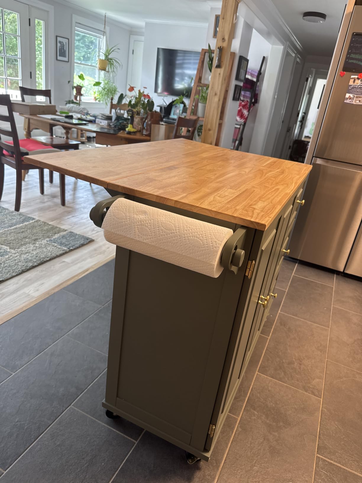 Homestyles Dolly Madison Off-White Mobile Kitchen Island Cart with Wood Drop Leaf Breakfast Bar customer photo 2