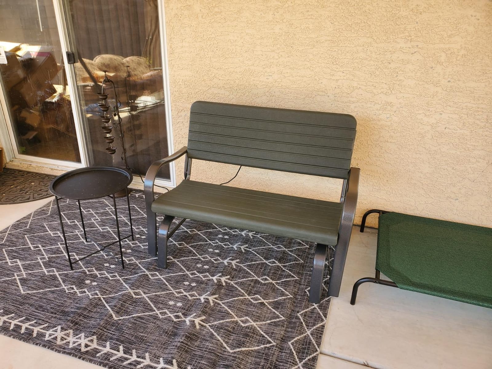 GIANTEX Outdoor Gliders for Outside Patio, Porch Glider w/Steel Frame | Weather Resistance HDPE Back & Seat, 600Lbs Capacity Loveseat, 2-Seat Rocker for Deck, Yard, Outdoor Glider Bench, Black customer photo 2
