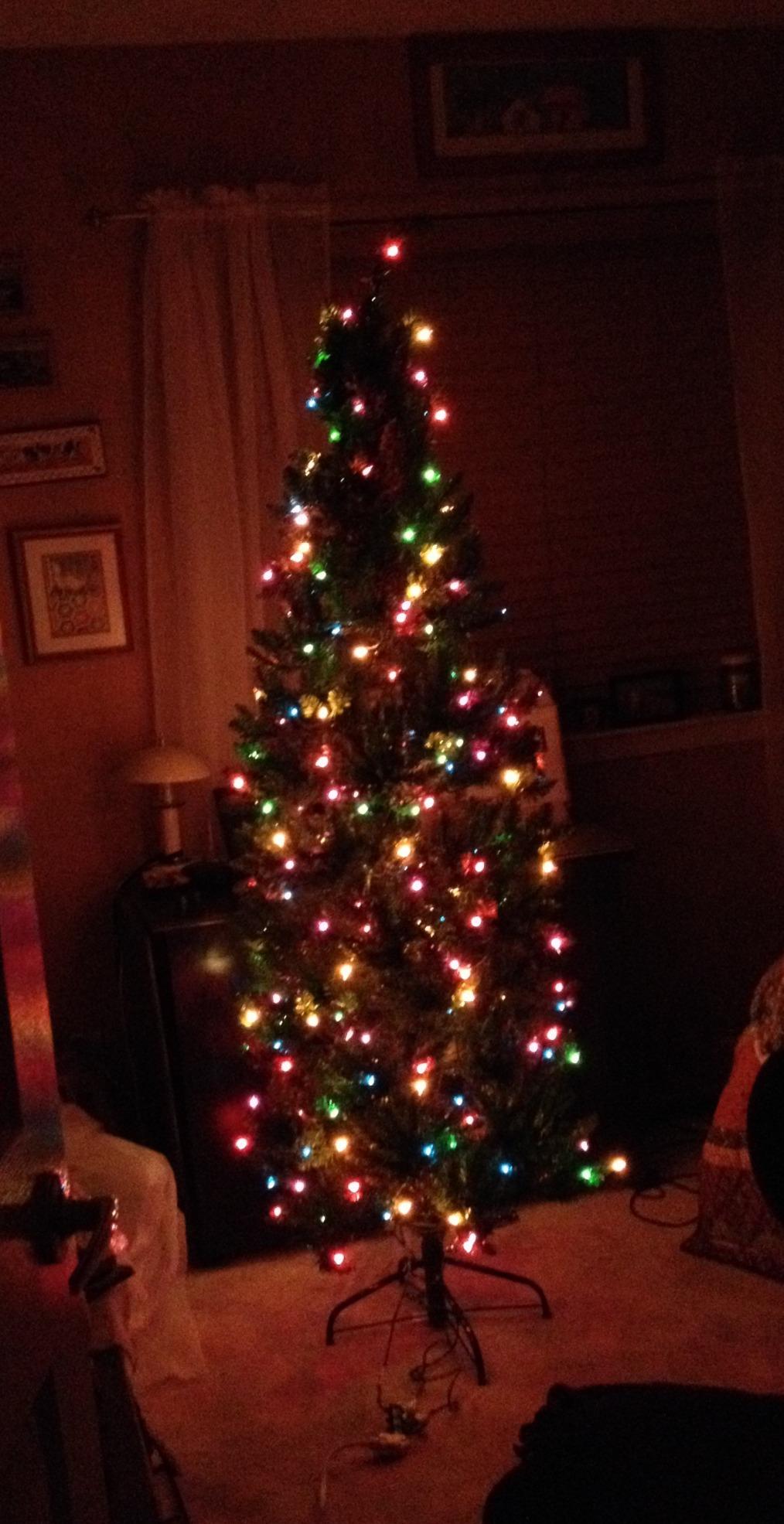 National Tree Company 7 ft Pre-Lit Kingswood Fir Slim Christmas Tree | 300 Multicolor Lights, 892 Tips, Includes Stand, Artificial, Green customer photo 2