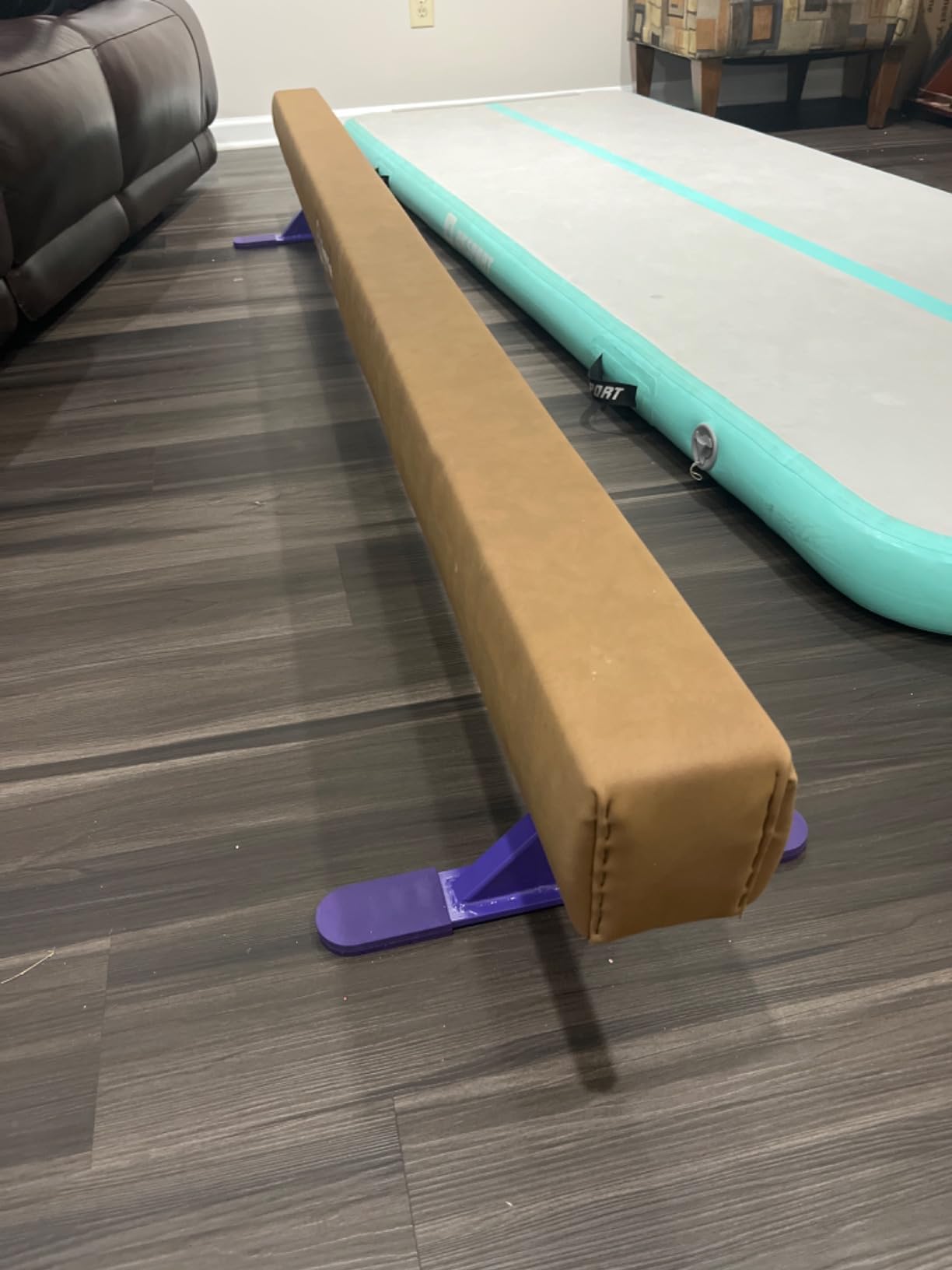 Tumbl Trak 8 Foot Addie Gymnastics Training Suede Balance Beam, High and Low Beam Gymnastics for Home, Non Slip Base, Competition Feel customer photo 1