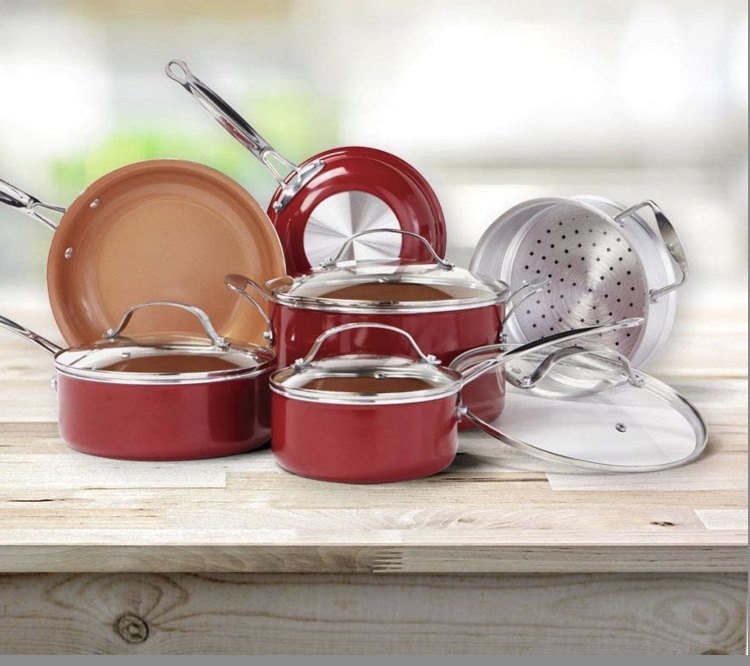 BulbHead Red Copper 10 PC Copper-Infused Ceramic Non-Stick Cookware Set customer photo 1