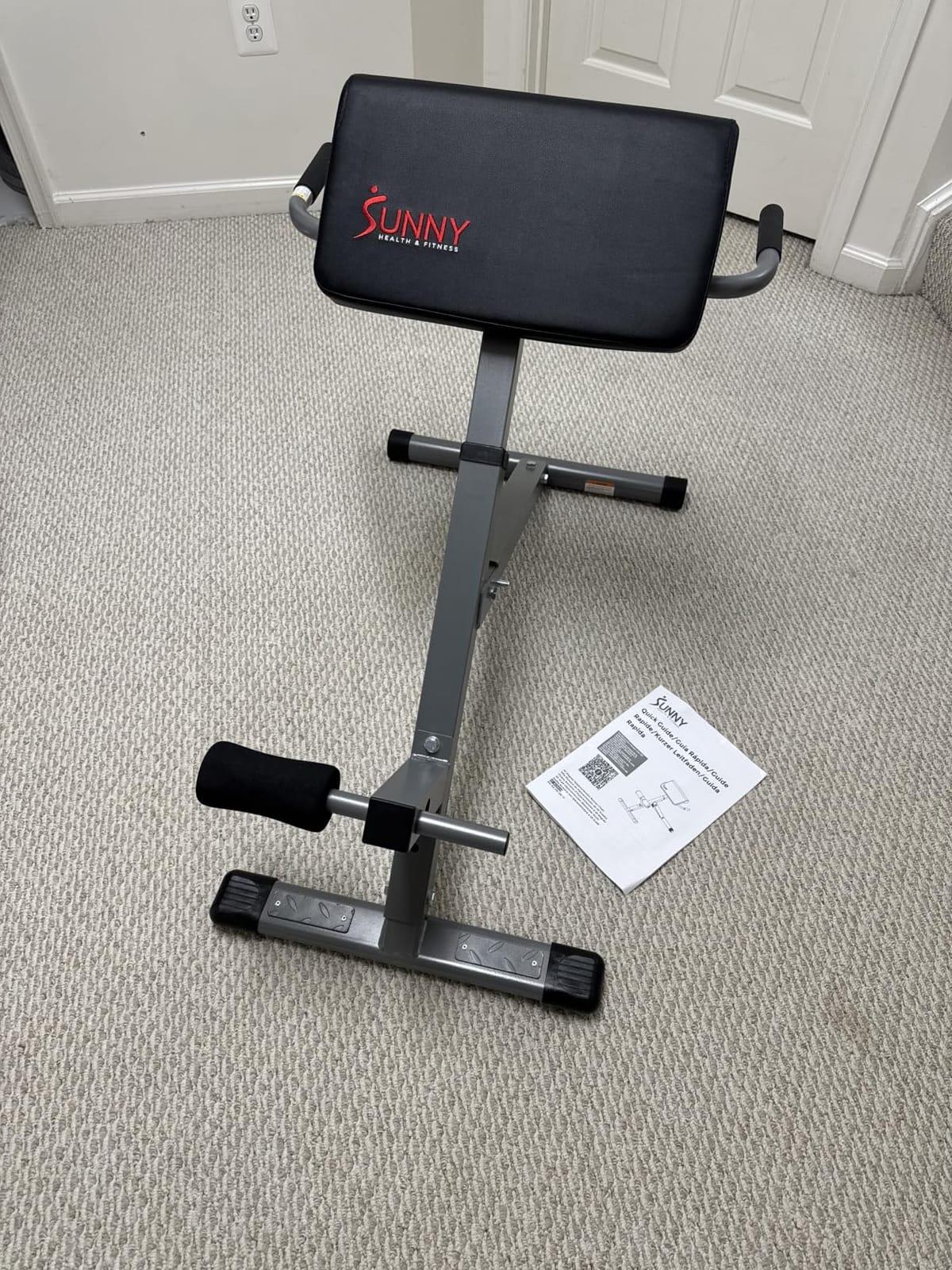 Sunny Health & Fitness Multi-Function Roman Chair | Adjustable Height, Folds Flat for Storage, Built in Dip Station, Targets Back, Abs & Core, Crunches & Back Extensions customer photo 2