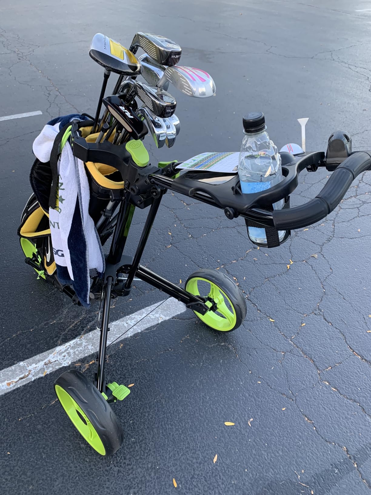 Qwik-Fold - 3-Wheel Golf Push Cart | Lightweight Build, Aluminum Alloy Frame, Foot Brake Control, Umbrella Holder Built In, Adjustable Handle Height customer photo 1