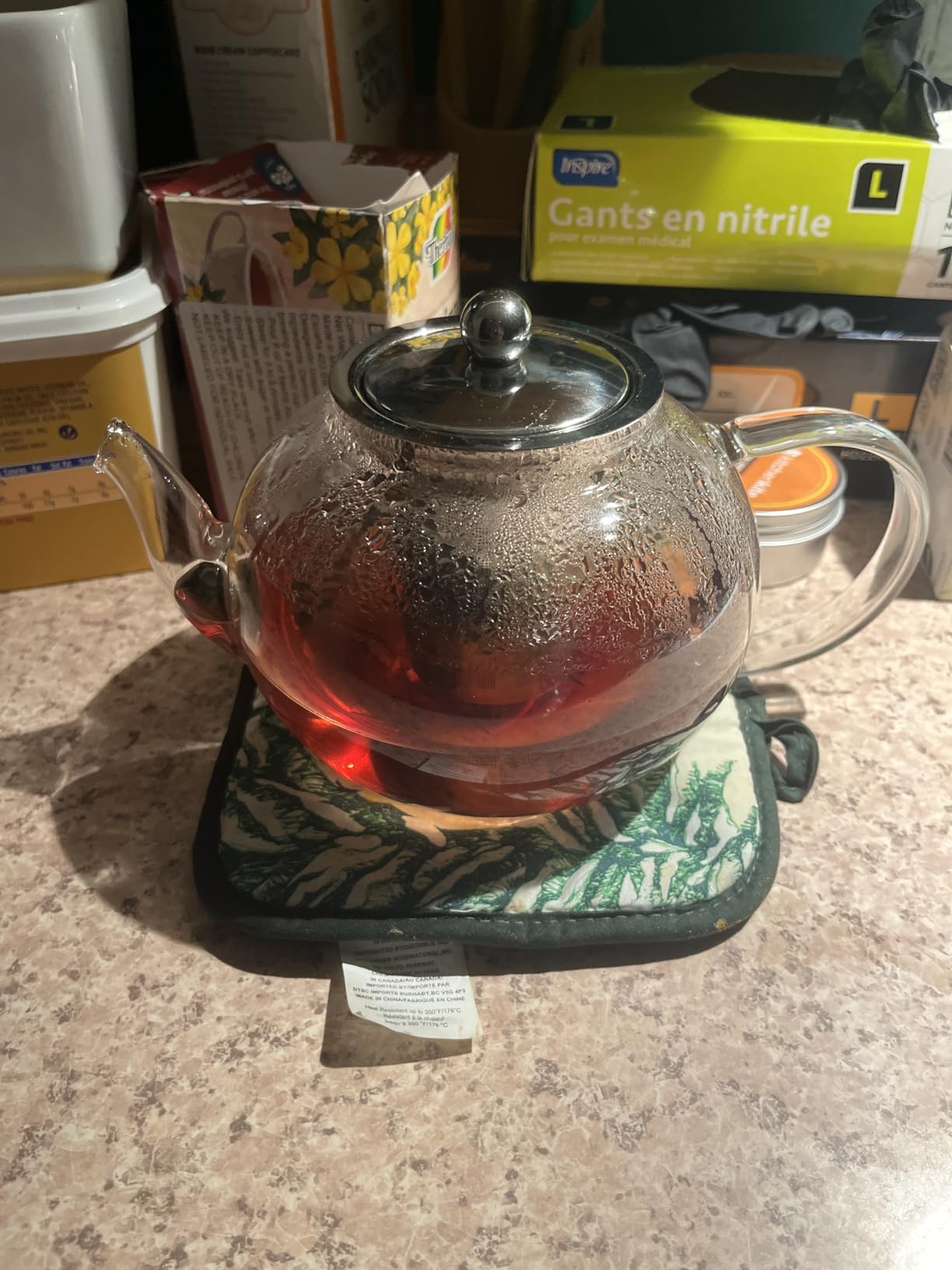 Kitchen Kite Glass Teapot Set with 4 Double Wall Tea Cups & Removable Stainless Steel Infuser, 35oz/1000ml Borosilicate Tea Kettle Stovetop Safe, Loose Leaf & Blooming Tea Maker Gift Set for Women customer photo 2