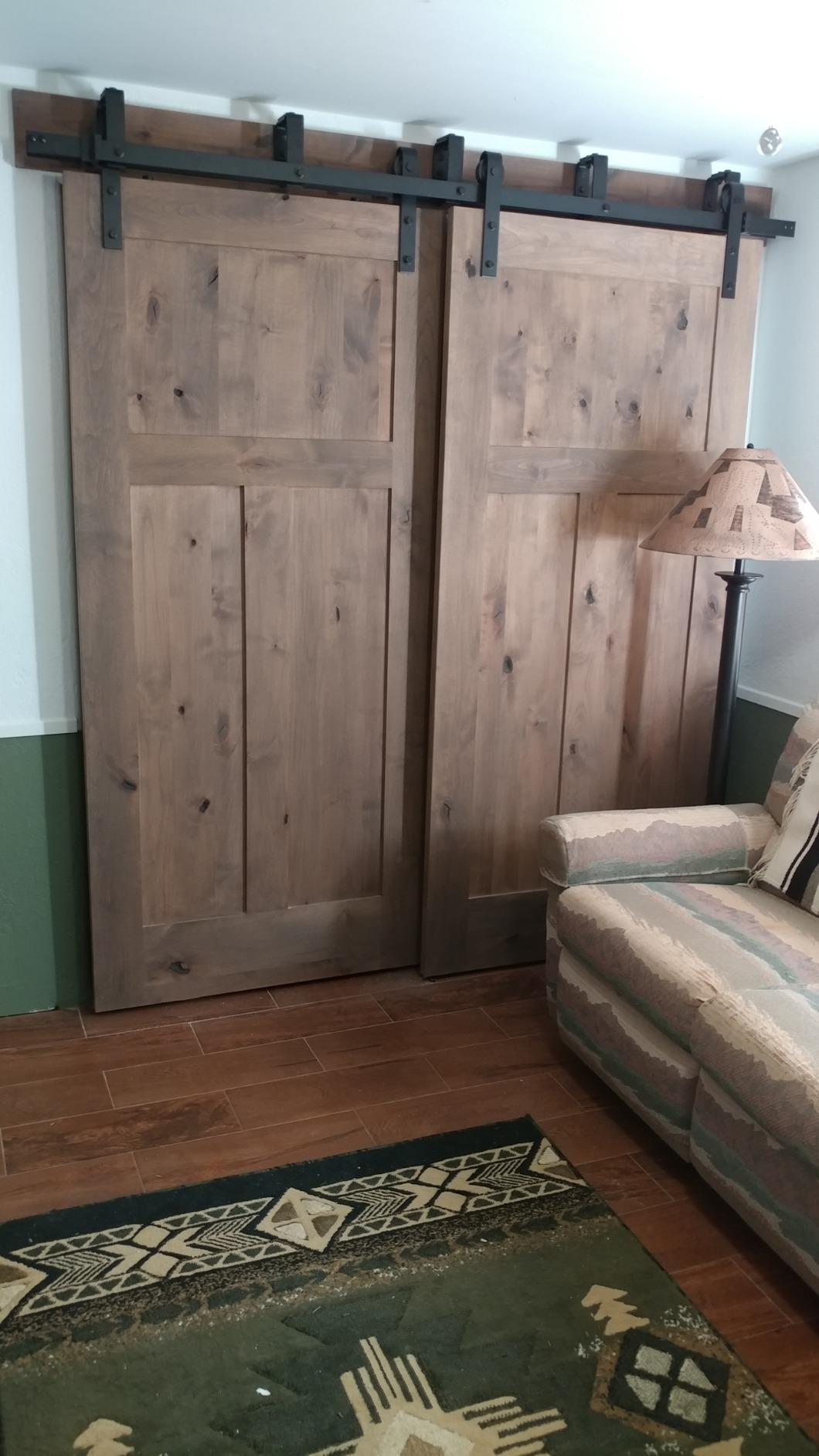 ZEKOO 6FT Double Track Bypass Sliding Barn Door Hardware Kit for 2 Doors | Low Ceiling Space Saving - Heavy-Duty Barn Door Track Kit with Quiet Rollers - Easy Install for Closet, Fit 2x36