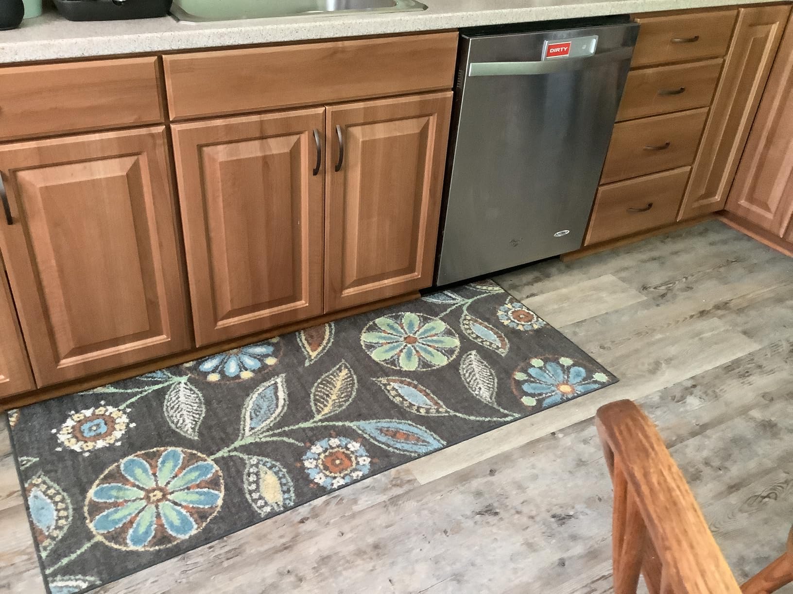Maples Rugs Reggie Floral Kitchen Rug - Made in USA - Washable, Non Slip Indoor Carpet for Entryway, Foyer, Kitchen, and Bathroom, 2'6 x 3'10, Dark Grey customer photo 2