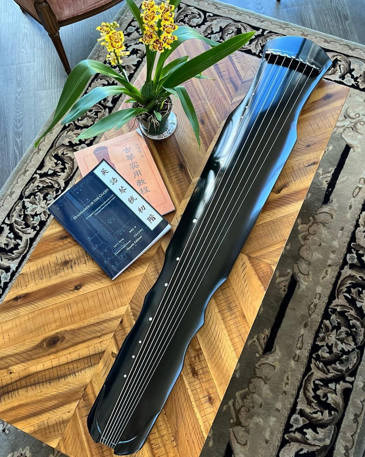 OrientalMusicSanctuary Lacquered Aged Paulownia Guqin - 7-string Chinese Zither (Fuxi Style) customer photo 1
