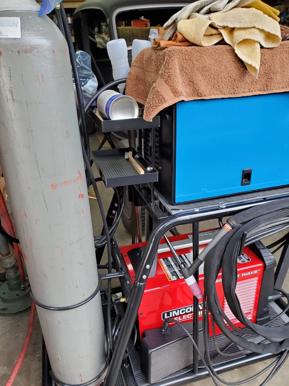 Eastwood Professional Welding Cart for TIG MIG Stick Welder Plasma Cutter Black Steel Construction with Trays Cable Gas Bottle Holder and Wheels customer photo 2