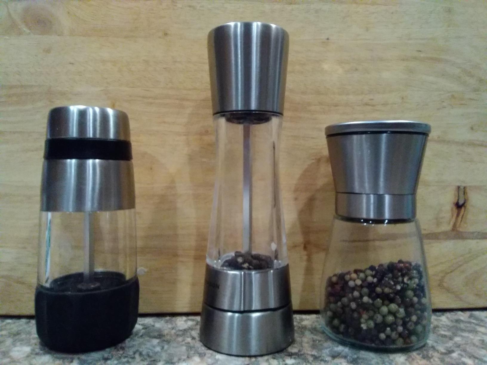 Home EC Original Stainless Steel Sea Salt and Pepper Grinder Set of 2 - Adjustable Ceramic - Glass Salt and Pepper Shakers - Kitchen Pepper Mill & Salt Mill W/Funnel & EBook customer photo 1