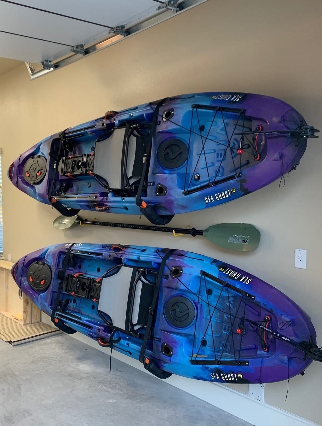 Kayak Storage Hooks - Set of 2 Wall Mount Garage Hangers - 125lbs Capacity Rack for Paddleboards, Surfboards, or Snowboards by Rad Sportz (Orange) customer photo 1