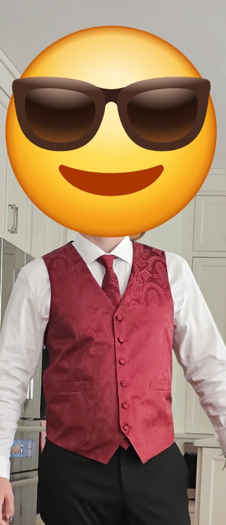 HISDERN Mens Vest Tie Set 3PC Formal Waistcoat Paisley Floral Jacquard Necktie Pocket Square Suit Vests Wedding Party customer photo 2
