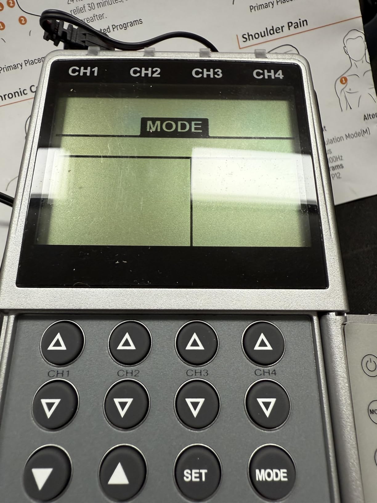 iSTIM EV-805 TENS EMS 4 Channel Rechargeable Combo Machine Unit - Muscle Stimulator + Back Pain Relief and Management- 24 Programs/Backlit (Including Electrodes Pads) customer photo 1