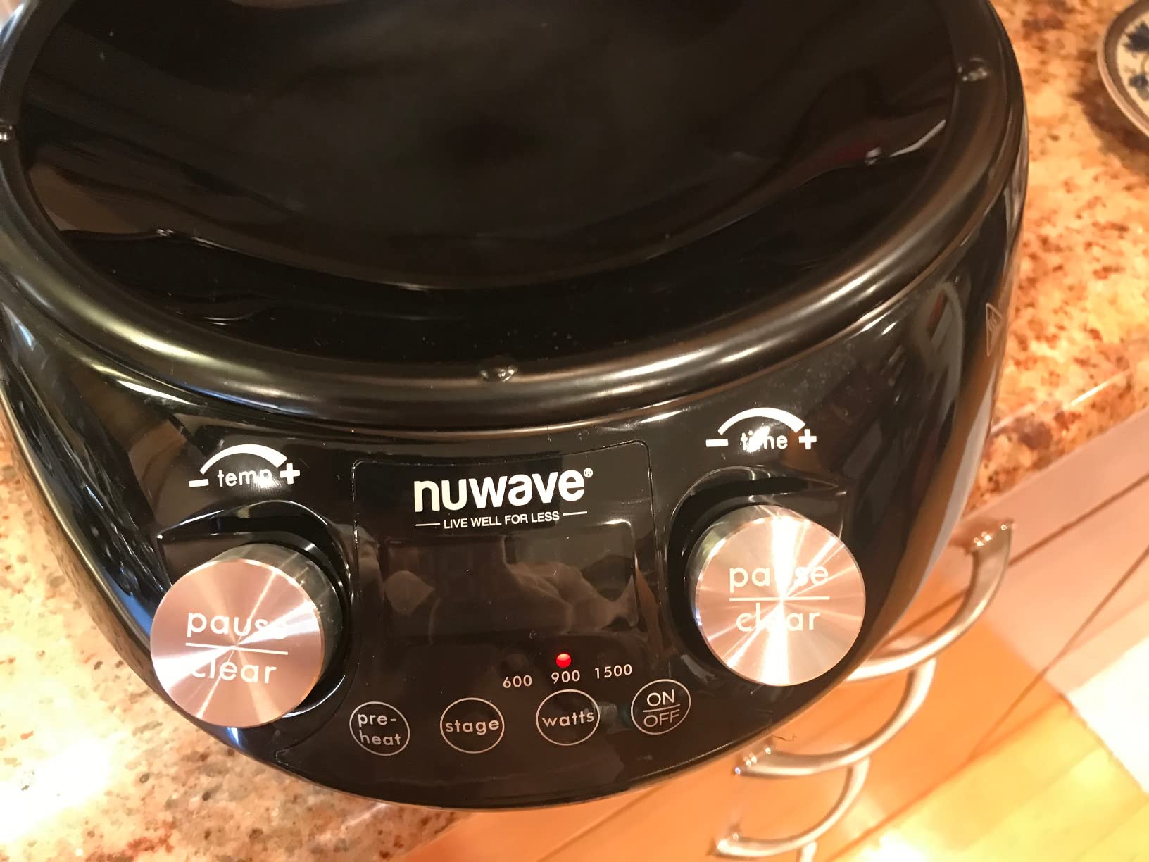 Nuwave Mosaic Induction Wok, Precise Temp Controls from 100°F-575°F in 5°F, Wok Hei, Infuse Complex Charred Aroma & Flavor, 3 Watts 600,900 & 1500, Authentic 14-inch Carbon Steel Wok Included,Black customer photo 1