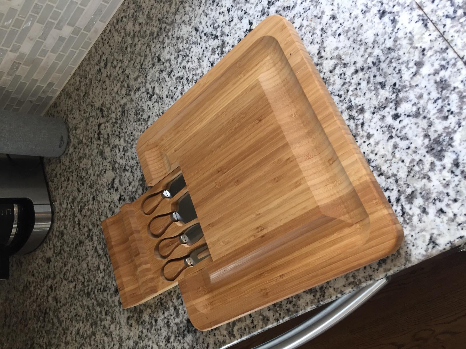 Charcuterie Board Gift Set, Bamboo Cheese Board With Cutlery, Includes Stainless Steel Serving Utensils, Cheese Platter and Serving Tray, Suitable for Wedding, Gift for Couples, and Housewarming Gifts customer photo 2