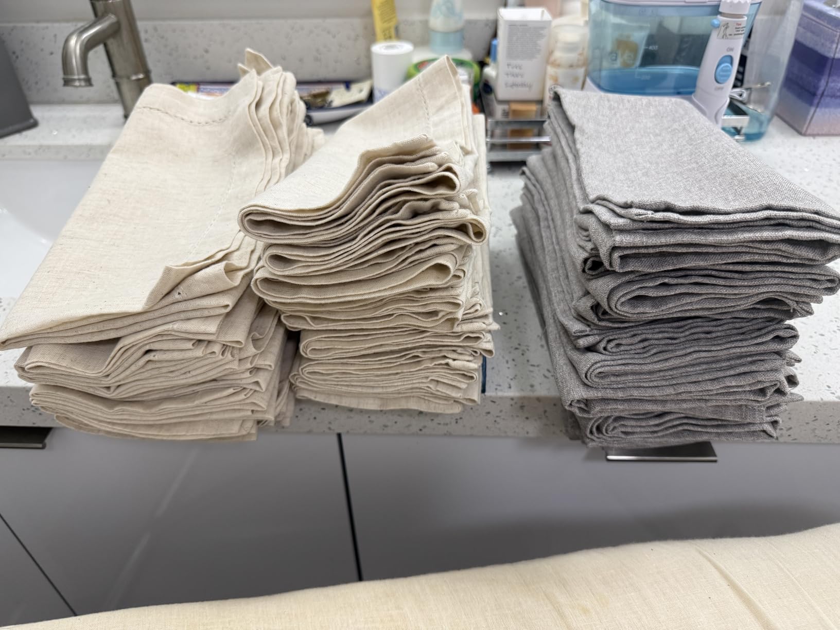 Lightnpro Flax Linen Napkins Set of 12 - Hemstitched Dinner Cloth Napkins 18x18 Inch Natural Color customer photo 1